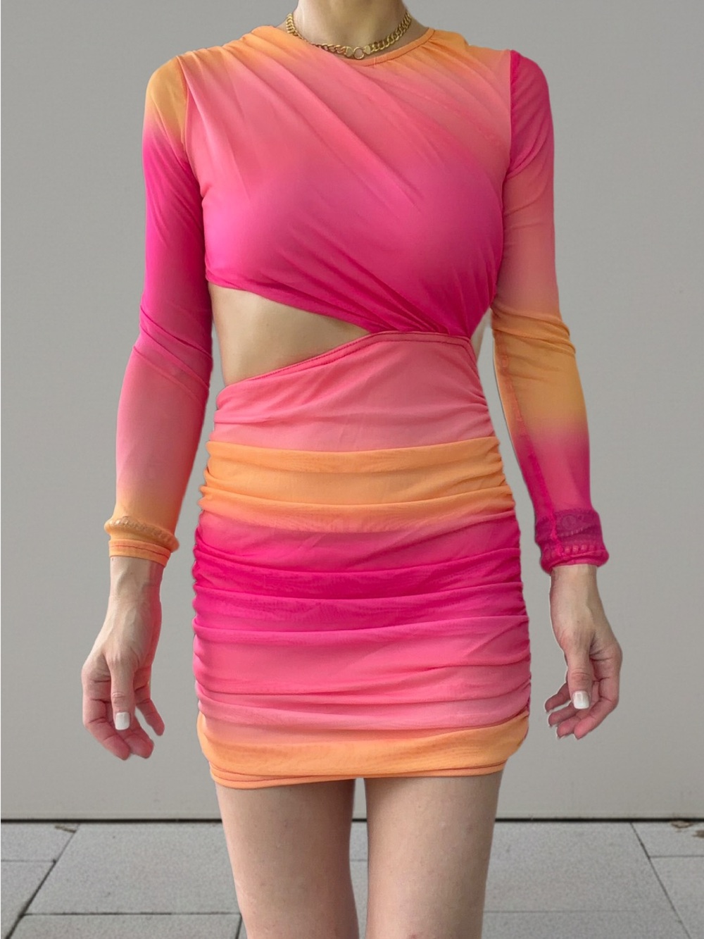 ASOS Mesh Ombre Cutout Bodycon Dress NWT